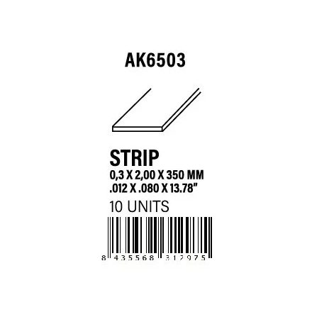 STYRENE STRIP - Strips 0.30 x 2.00 x 350mm