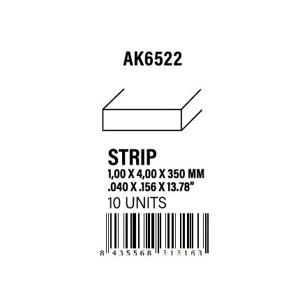 STYRENE STRIP - Strips 1.00 x 4.00 x 350mm