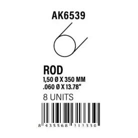STYRENE STRIP - Rod 1.50 diameter x 350mm