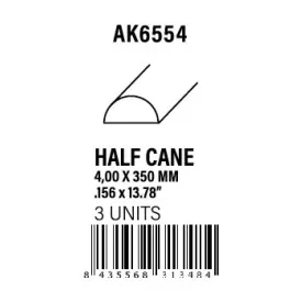 STYRENE STRIP - Half cane 4.00 x 350mm