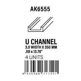 STYRENE STRIP - U Channel 3.0 width x 350mm