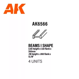 Styrene Strip - Beams I Shape 3.0 X 1.5 X 350mm