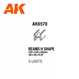 Styrene Strip - Beams H Shape 3.0 X 3.0 X 350mm